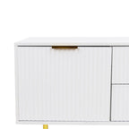 Mobile TV basso bianco con 2 cassetti e 2 armadietti, adatto fino a 65", Montaggio per 1 persona