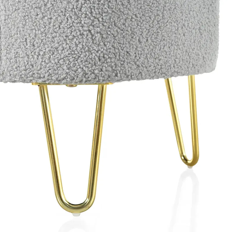 Pouf contenitore ovale, grigio/bianco sporco, stile moderno, 1 posto