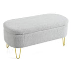 Pouf contenitore ovale, grigio/bianco sporco, stile moderno, 1 posto