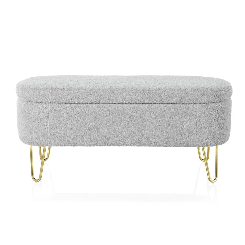 Pouf contenitore ovale, grigio/bianco sporco, stile moderno, 1 posto