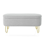 Pouf contenitore ovale, grigio/bianco sporco, stile moderno, 1 posto