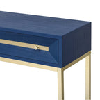 Console in MDF Retro da 45,5" con Dettagli Dorati, 2 Cassetti Contenitori e Design Geometrico