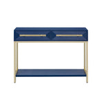 Console in MDF Retro da 45,5" con Dettagli Dorati, 2 Cassetti Contenitori e Design Geometrico