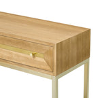 Console in MDF Retro da 45,5" con Dettagli Dorati, 2 Cassetti Contenitori e Design Geometrico
