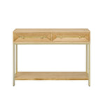 Console in MDF Retro da 45,5" con Dettagli Dorati, 2 Cassetti Contenitori e Design Geometrico