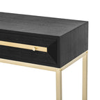 Console in MDF Retro da 45,5" con Dettagli Dorati, 2 Cassetti Contenitori e Design Geometrico