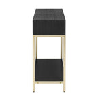 Console in MDF Retro da 45,5" con Dettagli Dorati, 2 Cassetti Contenitori e Design Geometrico