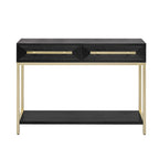 Console in MDF Retro da 45,5" con Dettagli Dorati, 2 Cassetti Contenitori e Design Geometrico