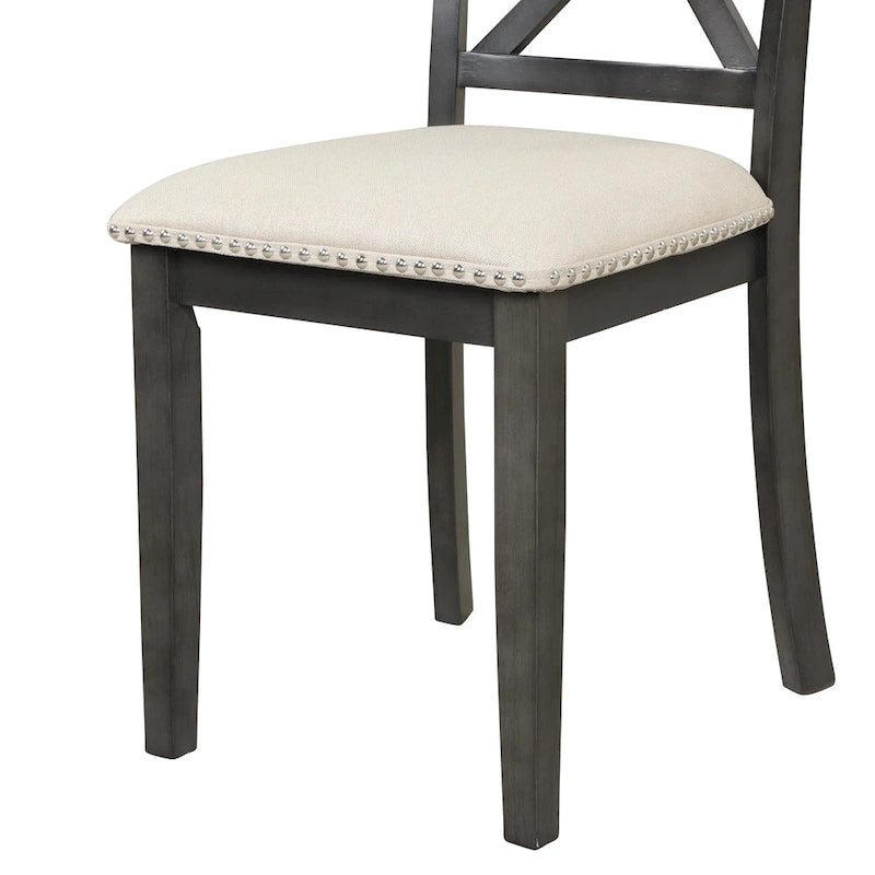 Set Tavolo da Pranzo Rotondo Grigio/Bianco, Piano Effetto Marmo, 4 Posti, 5 Pezzi