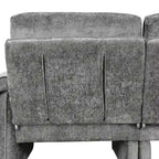 Divano sezionale a L in ciniglia beige/grigio, schienale regolabile, chaise longue reversibile, 2 posti