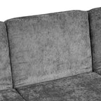 Divano sezionale a L in ciniglia beige/grigio, schienale regolabile, chaise longue reversibile, 2 posti