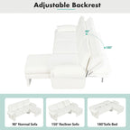 Divano sezionale a L in ciniglia beige/grigio, schienale regolabile, chaise longue reversibile, 2 posti
