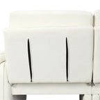 Divano sezionale a L in ciniglia beige/grigio, schienale regolabile, chaise longue reversibile, 2 posti