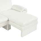 Divano sezionale a L in ciniglia beige/grigio, schienale regolabile, chaise longue reversibile, 2 posti