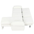 Divano sezionale a L in ciniglia beige/grigio, schienale regolabile, chaise longue reversibile, 2 posti