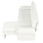 Divano sezionale a L in ciniglia beige/grigio, schienale regolabile, chaise longue reversibile, 2 posti