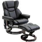 Set poltrona reclinabile manuale girevole a 360° in similpelle nera con pouf, 10 punti di massaggio a vibrazione, tasca laterale
