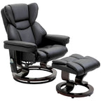 Set poltrona reclinabile manuale girevole a 360° in similpelle nera con pouf, 10 punti di massaggio a vibrazione, tasca laterale