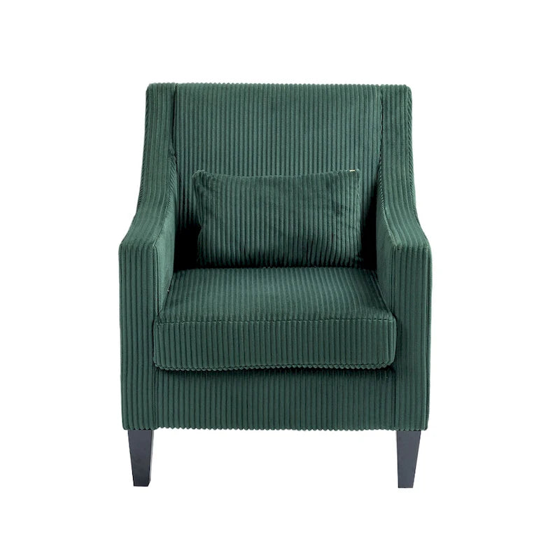 Poltrona di design color smeraldo, singola, tessuto in velluto a coste