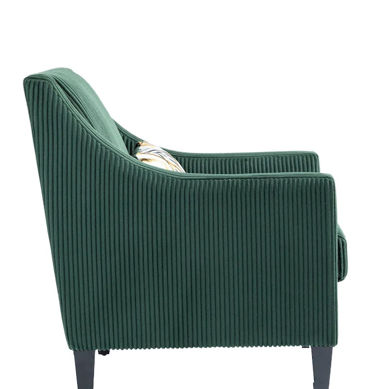 Poltrona di design color smeraldo, singola, tessuto in velluto a coste