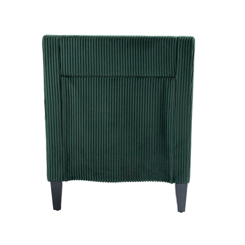 Poltrona di design color smeraldo, singola, tessuto in velluto a coste