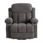 Poltrona reclinabile alzapersona con massaggio e riscaldamento, porta USB, tasche laterali, colore marrone/grigio – 1 persona