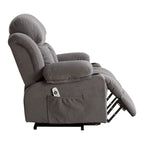 Poltrona reclinabile alzapersona con massaggio e riscaldamento, porta USB, tasche laterali, colore marrone/grigio – 1 persona