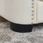 Divano a 3 posti Chester in velluto con bottoni capitonné da 195 cm – Beige / Grigio / Nero, con borchie decorative