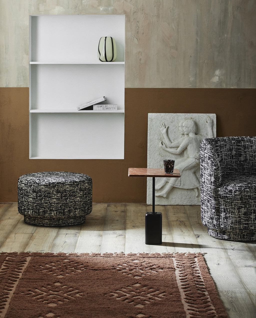 Tavolino in terracotta, marmo 40 x 40