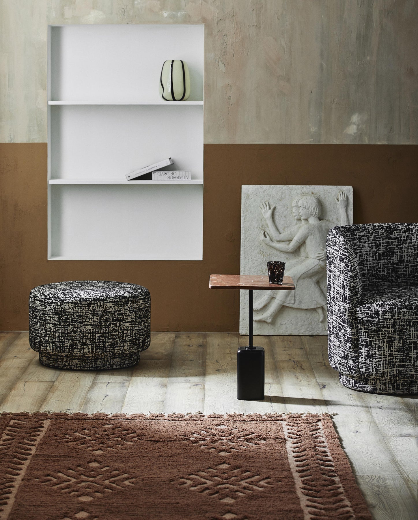 Tavolino in terracotta, marmo 40 x 40