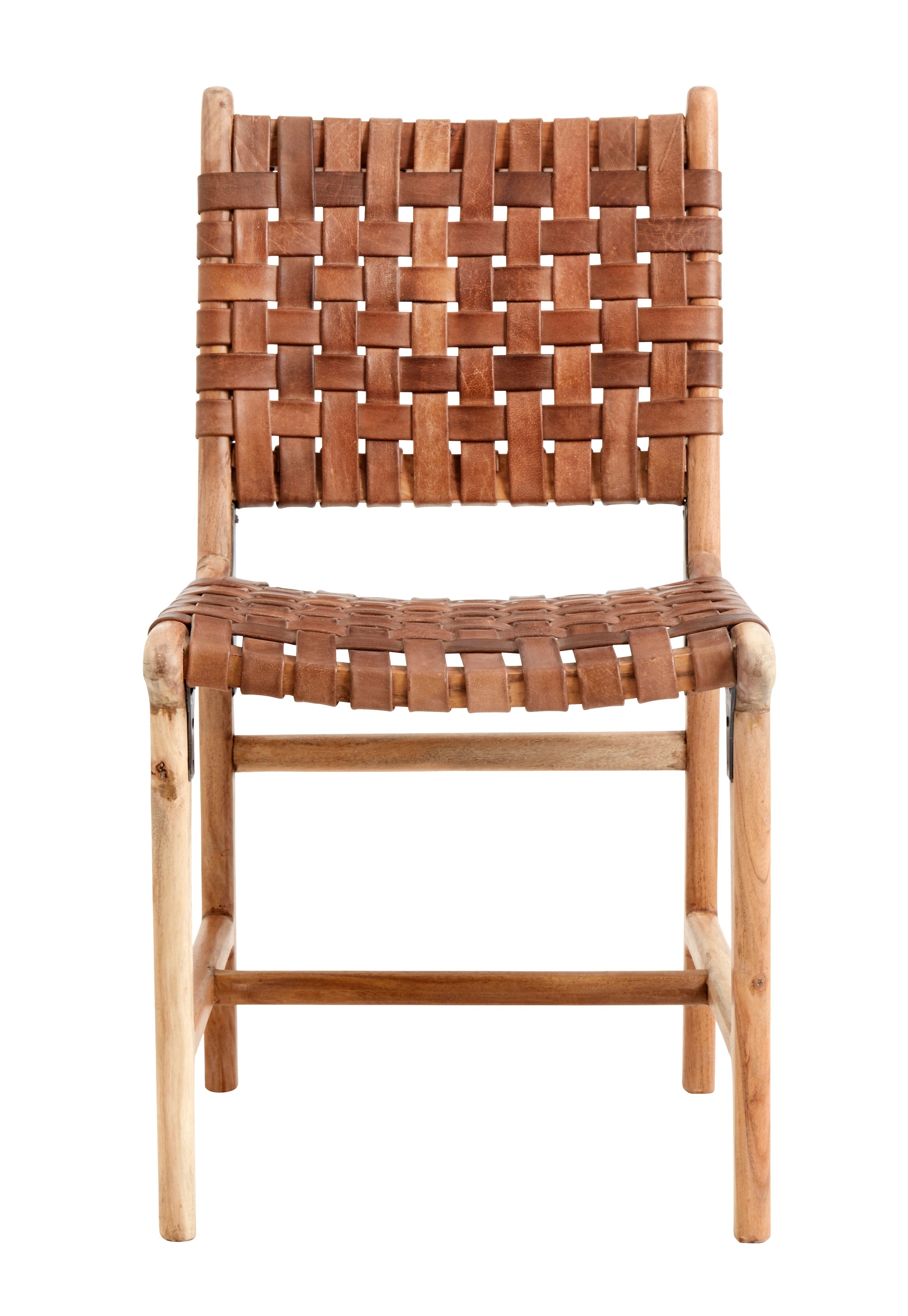 Sedia da pranzo, pelle/legno marrone