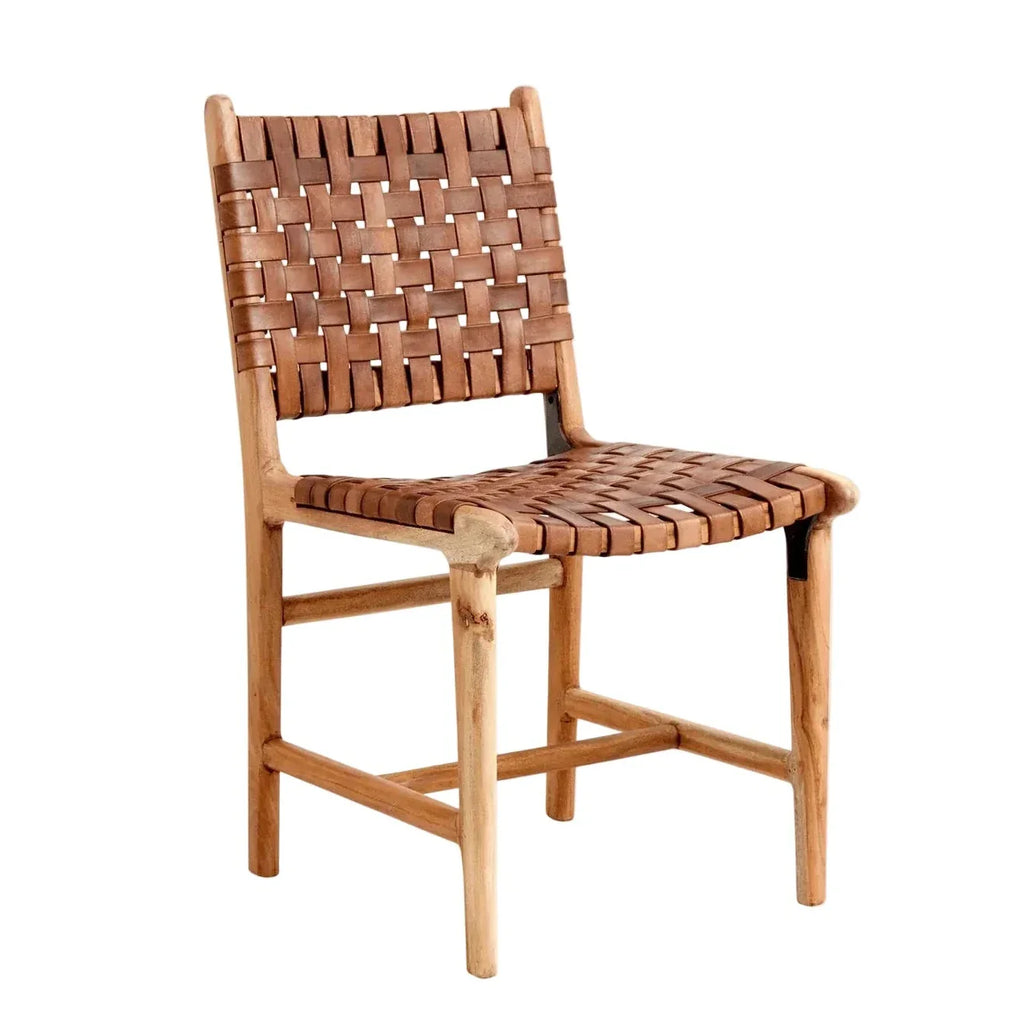 Sedia da pranzo, pelle/legno marrone