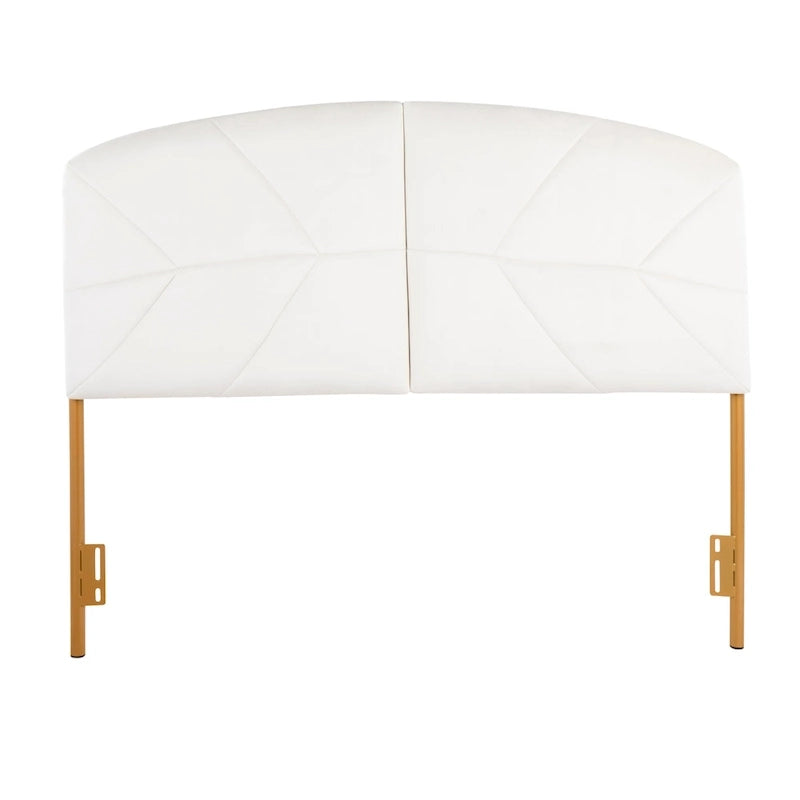 Testiera Queen in velluto crema/nero/grigio, capitonné, adatta a 1 letto