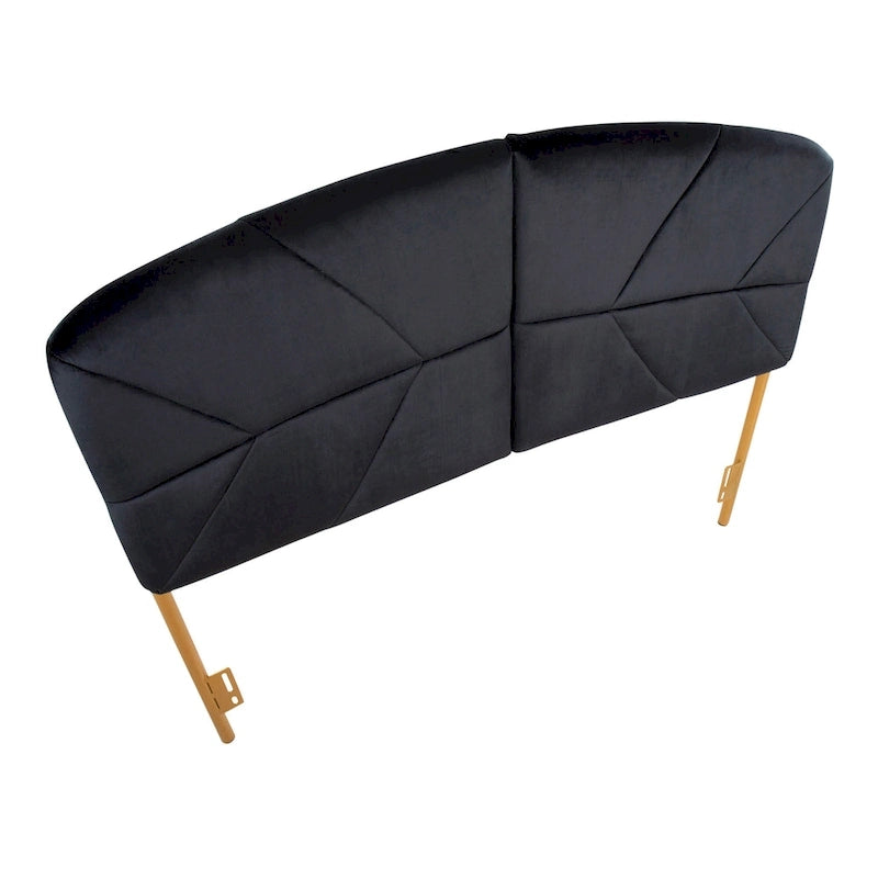 Testiera Queen in velluto crema/nero/grigio, capitonné, adatta a 1 letto