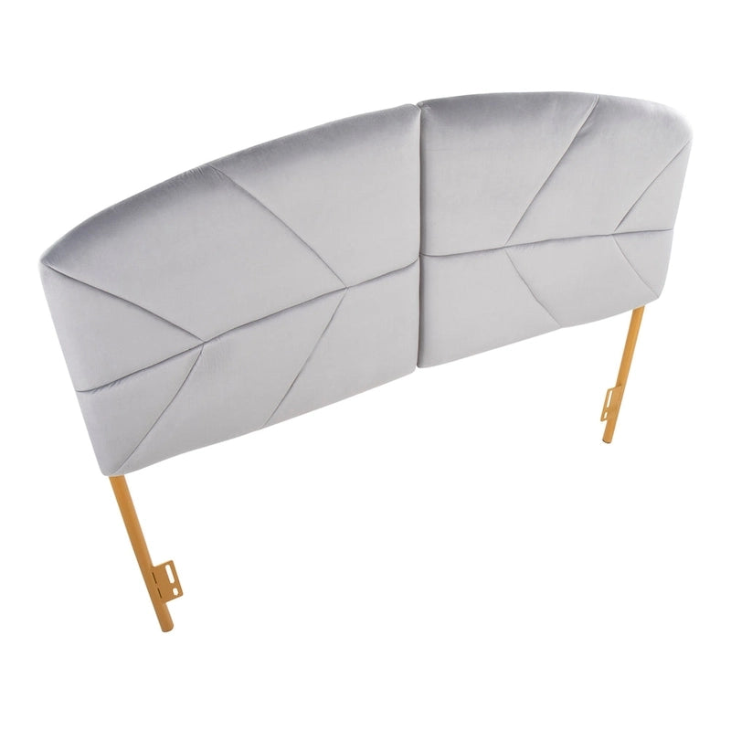 Testiera Queen in velluto crema/nero/grigio, capitonné, adatta a 1 letto