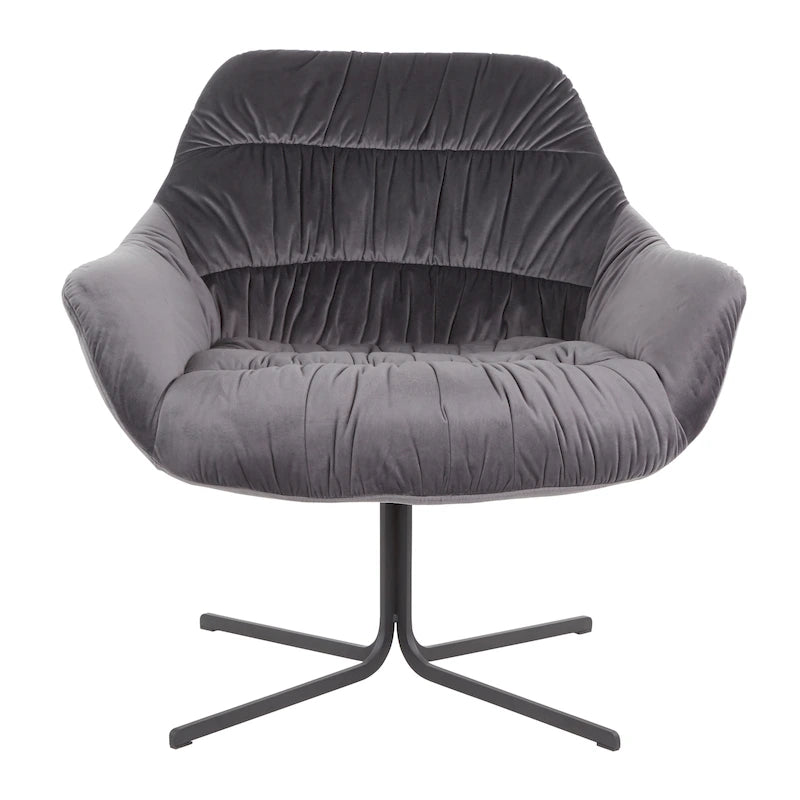 Poltrona girevole in velluto grigio/verde chartreuse, 360°, 1 posto