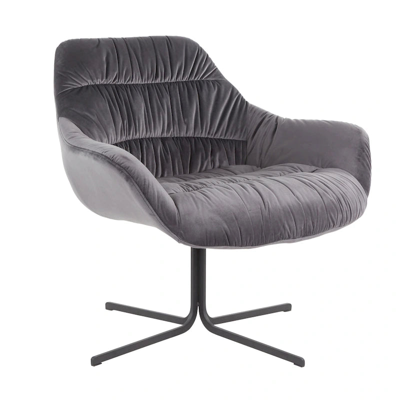 Poltrona girevole in velluto grigio/verde chartreuse, 360°, 1 posto