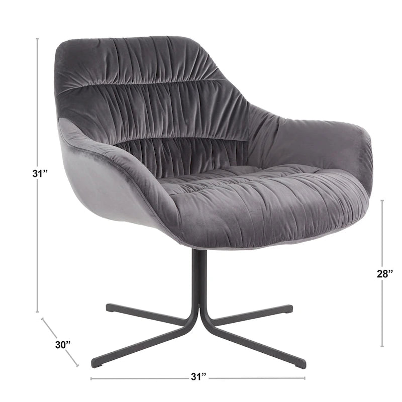 Poltrona girevole in velluto grigio/verde chartreuse, 360°, 1 posto