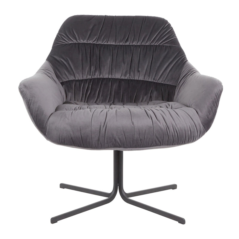 Poltrona girevole in velluto grigio/verde chartreuse, 360°, 1 posto