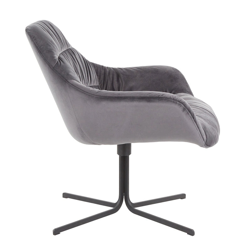 Poltrona girevole in velluto grigio/verde chartreuse, 360°, 1 posto