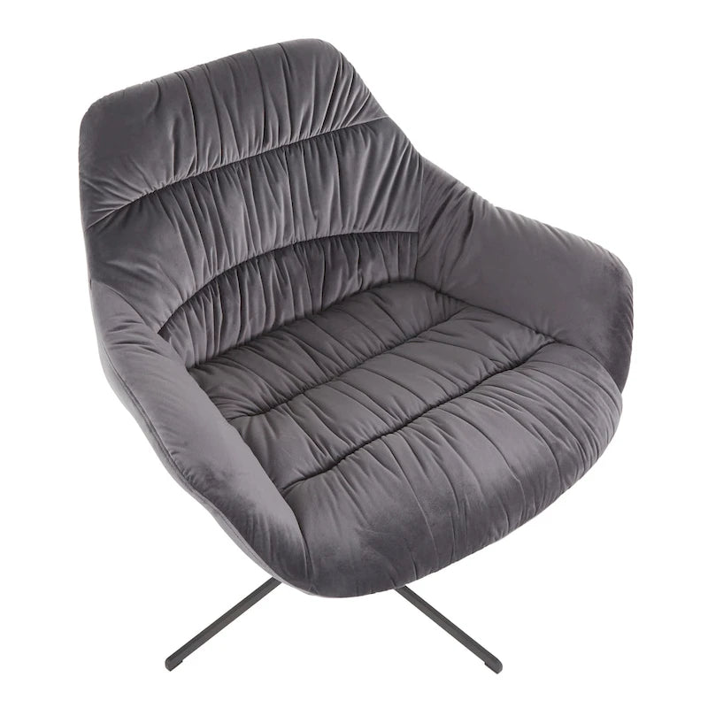 Poltrona girevole in velluto grigio/verde chartreuse, 360°, 1 posto