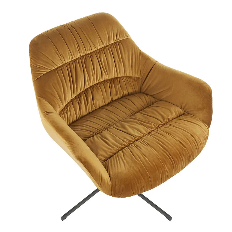 Poltrona girevole in velluto grigio/verde chartreuse, 360°, 1 posto