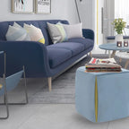 Sgabello poggiapiedi ottomano in velluto (blu / azzurro / grigio scuro / grigio chiaro), singolo
