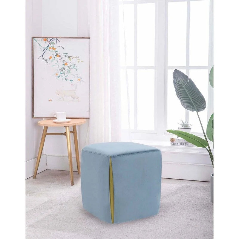 Sgabello poggiapiedi ottomano in velluto (blu / azzurro / grigio scuro / grigio chiaro), singolo
