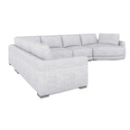 Divano componibile a L con chaise longue in tessuto tweed di poliestere beige/grigio, 4 posti