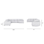 Divano componibile a L con chaise longue in tessuto tweed di poliestere beige/grigio, 4 posti