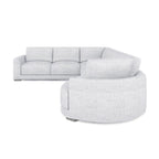 Divano componibile a L con chaise longue in tessuto tweed di poliestere beige/grigio, 4 posti