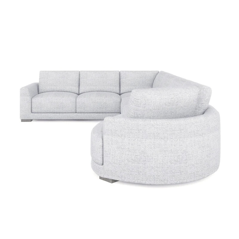 Divano componibile a L con chaise longue in tessuto tweed di poliestere beige/grigio, 4 posti