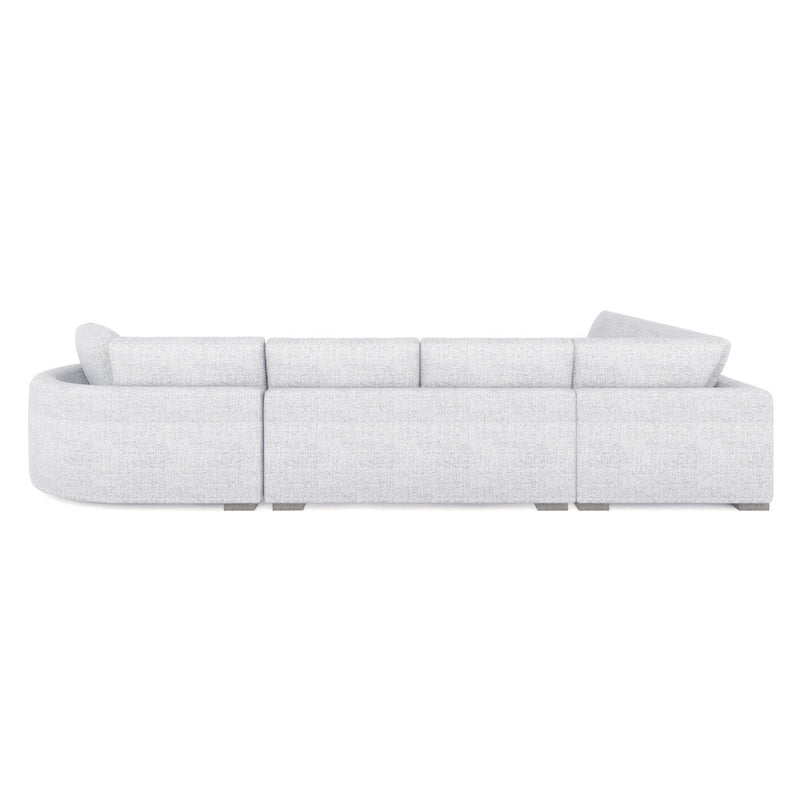 Divano componibile a L con chaise longue in tessuto tweed di poliestere beige/grigio, 4 posti