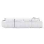 Divano componibile a L con chaise longue in tessuto tweed di poliestere beige/grigio, 4 posti